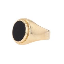 Bague chevalière en or jaune et onyx - Castafiore