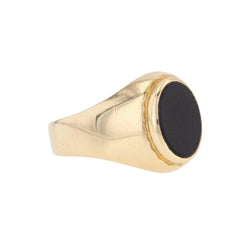 Bague chevalière en or jaune et onyx - Castafiore