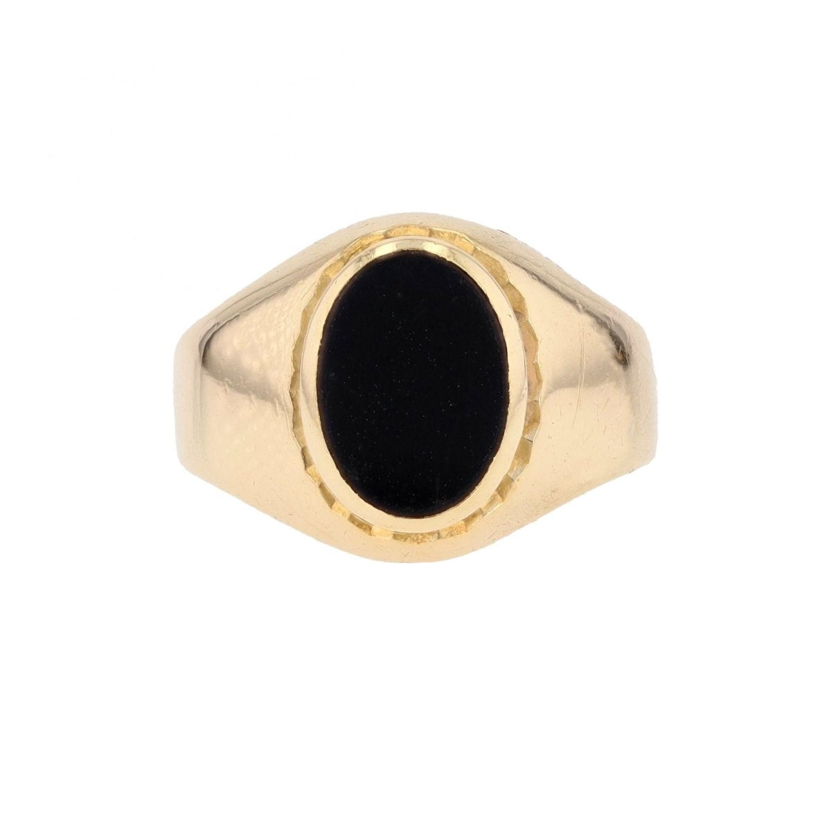 Bague chevalière en or jaune et onyx - Castafiore