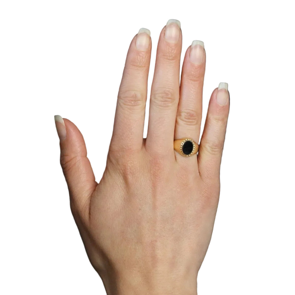 Bague chevalière en or jaune et onyx - Castafiore