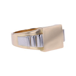 Bague Chevalière en or jaune et platine - Castafiore