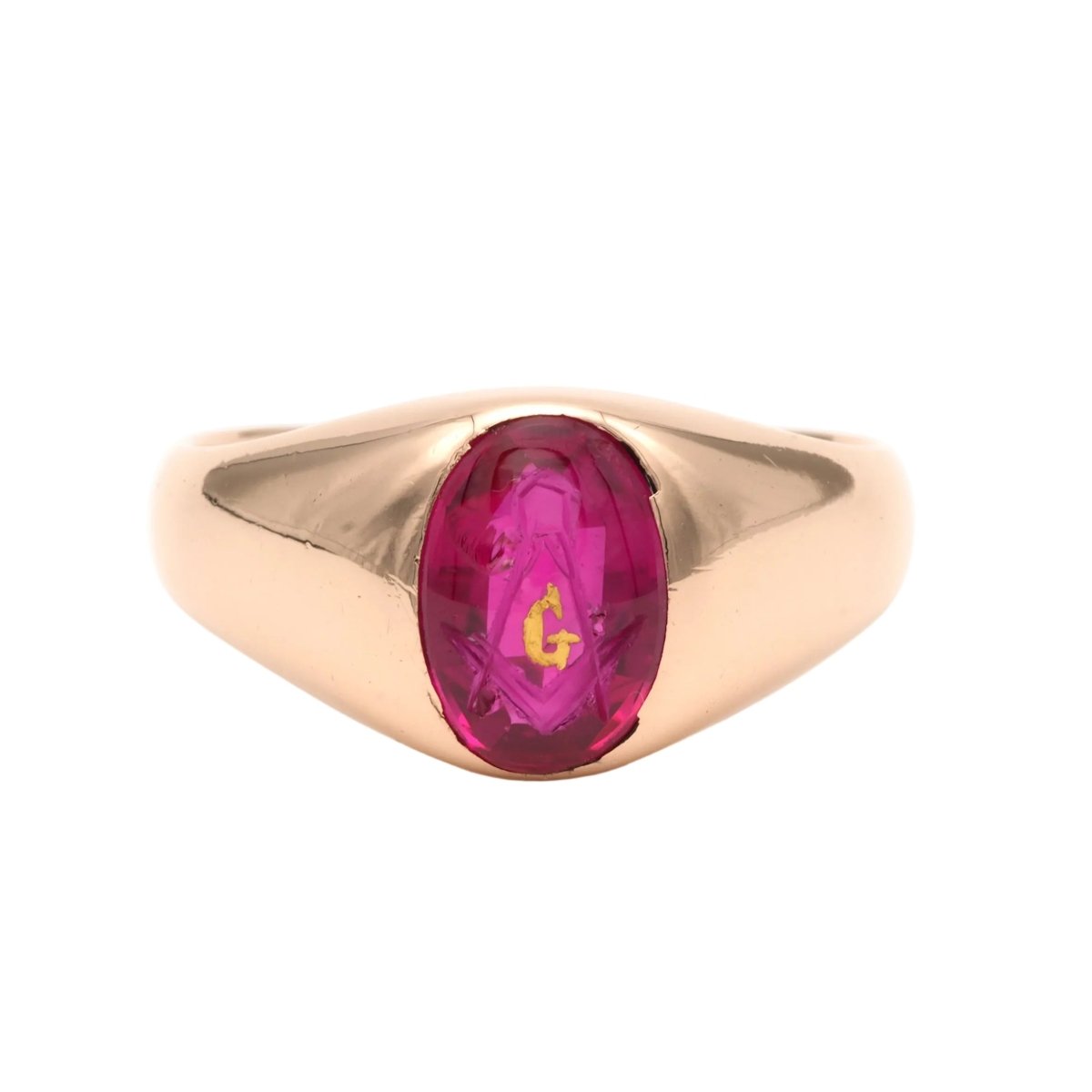 Bague Chevalière en or jaune et rubis - Castafiore
