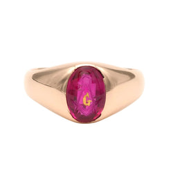 Bague Chevalière en or jaune et rubis - Castafiore