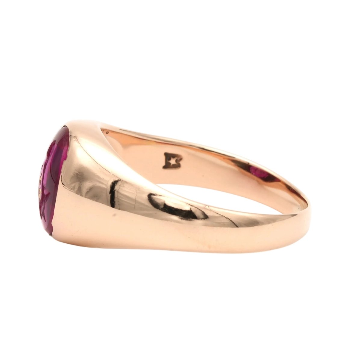 Bague Chevalière en or jaune et rubis - Castafiore