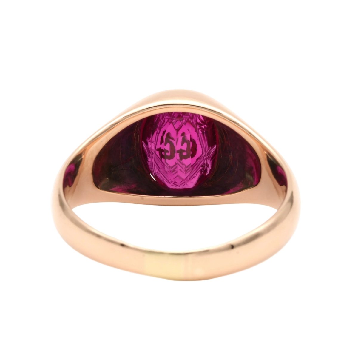 Bague Chevalière en or jaune et rubis - Castafiore