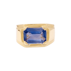 Bague Chevalière en or jaune et saphir - Castafiore