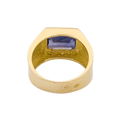 Bague Chevalière en or jaune et saphir - Castafiore