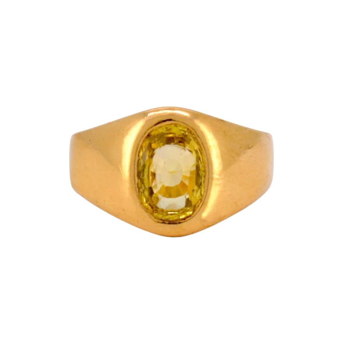 Bague Chevalière en or jaune et saphir - Castafiore
