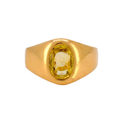 Bague Chevalière en or jaune et saphir - Castafiore