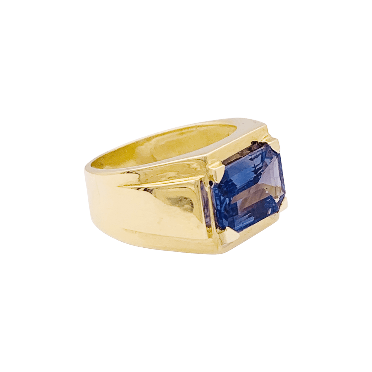 Bague Chevalière en or jaune et saphir - Castafiore