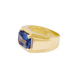 Bague Chevalière en or jaune et saphir - Castafiore