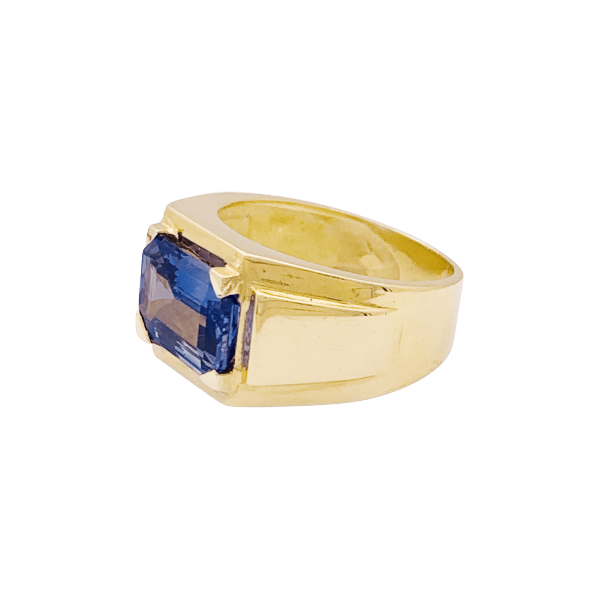 Bague Chevalière en or jaune et saphir - Castafiore