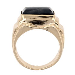 Bague Chevalière en or jaune et spectrolite - Castafiore