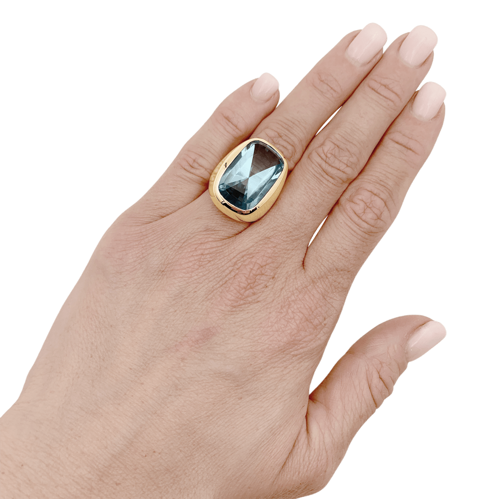 Bague Chevalière en or jaune et topaze - Castafiore