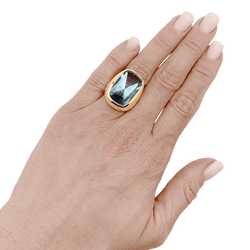 Bague Chevalière en or jaune et topaze - Castafiore
