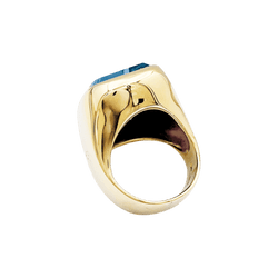Bague Chevalière en or jaune et topaze - Castafiore