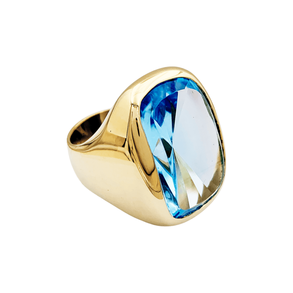 Bague Chevalière en or jaune et topaze - Castafiore