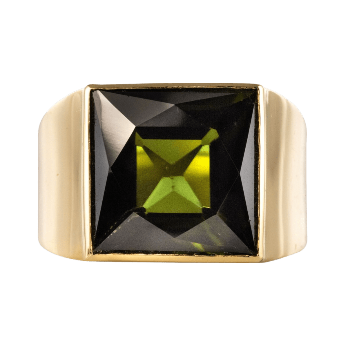 Bague Chevalière en or jaune et tourmaline - Castafiore