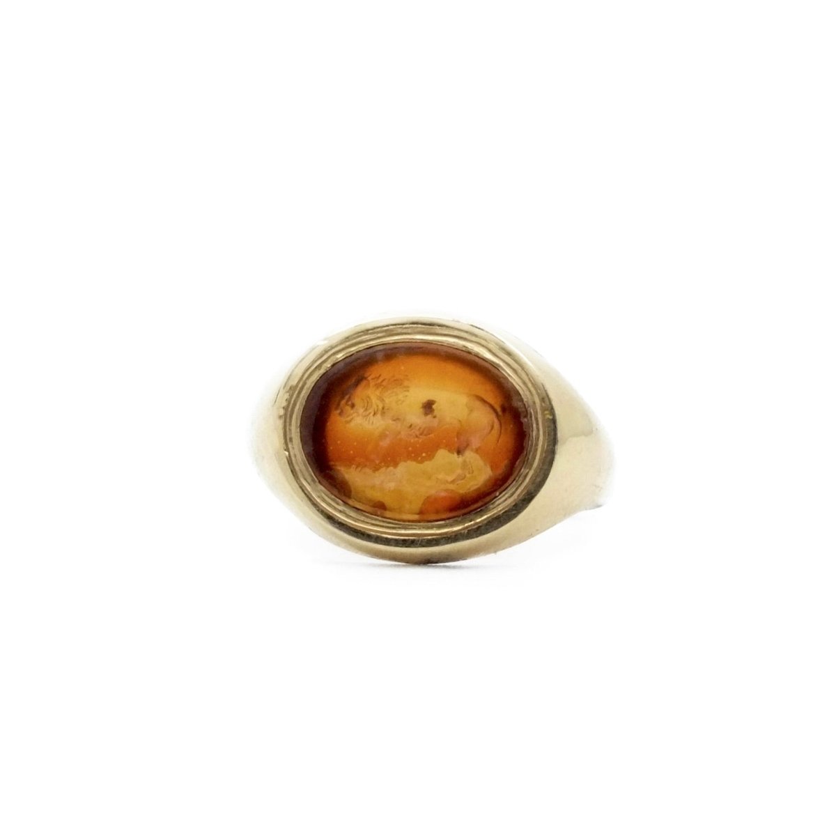 Bague chevalière en or jaune et verre - Castafiore