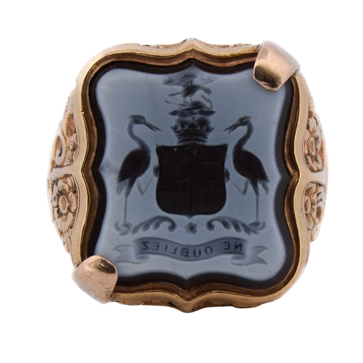 Bague Chevalière en or jaune, onyx et sardonyx - Castafiore