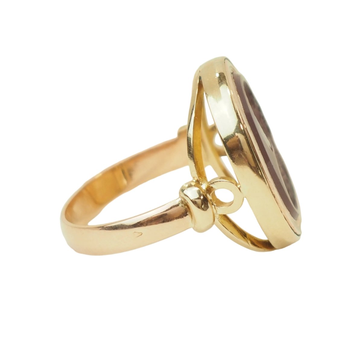 Bague Chevalière en or jaune, or rose et cornaline - Castafiore