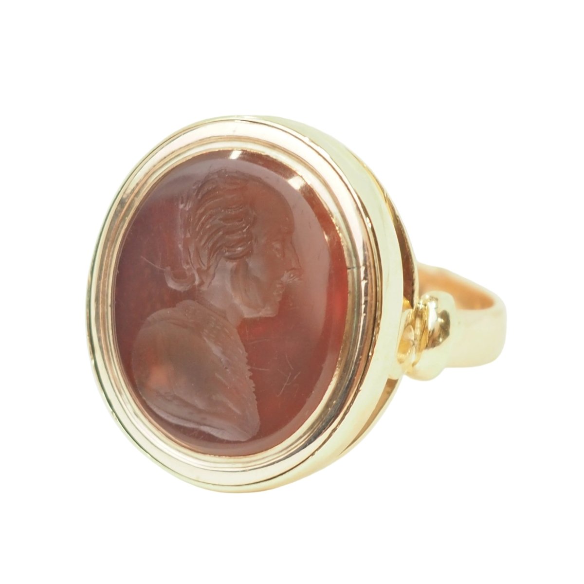 Bague Chevalière en or jaune, or rose et cornaline - Castafiore