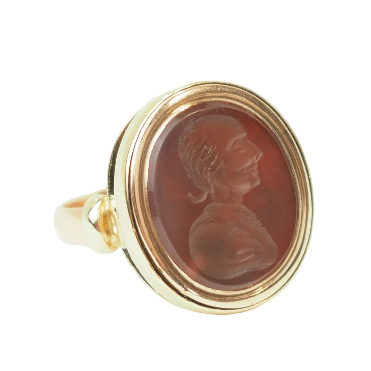 Bague Chevalière en or jaune, or rose et cornaline - Castafiore