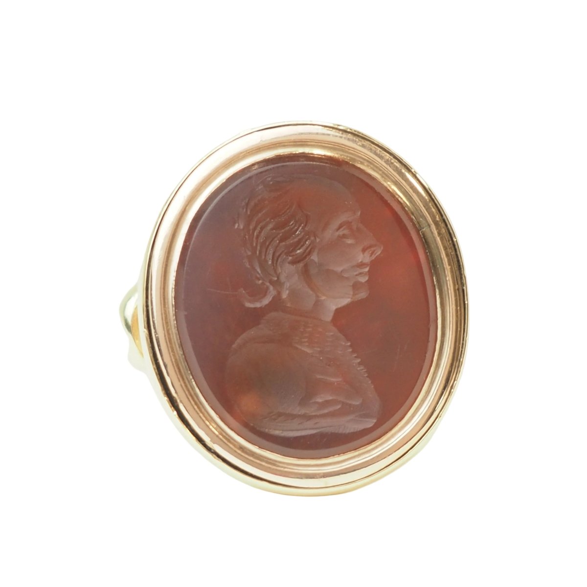 Bague Chevalière en or jaune, or rose et cornaline - Castafiore