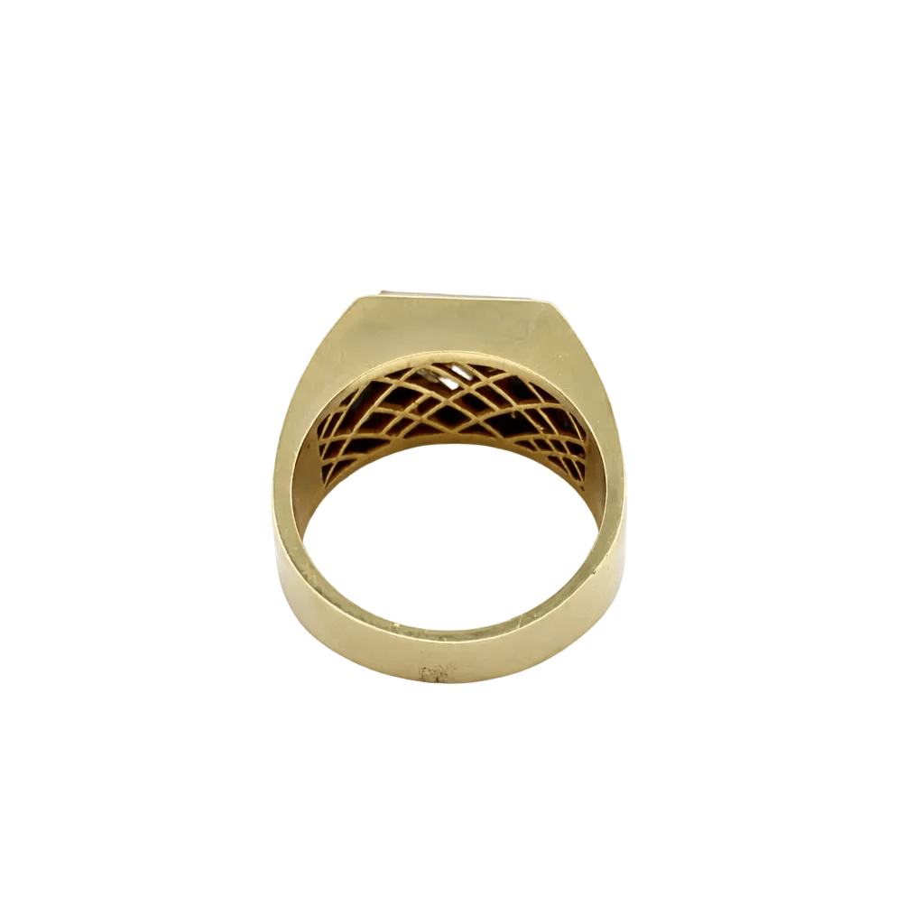 Bague Chevalière en or jaune, platine et diamants - Castafiore