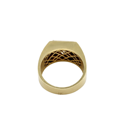 Bague Chevalière en or jaune, platine et diamants - Castafiore