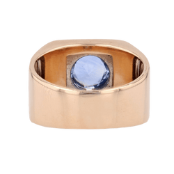 Bague Chevalière en or jaune, platine et saphir - Castafiore