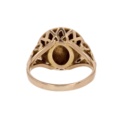 Bague Chevalière en or jaune, rubis et diamants - Castafiore