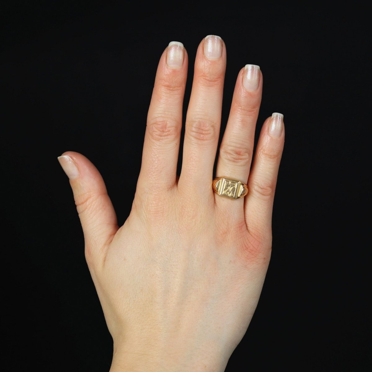 Initial signet ring rose gold