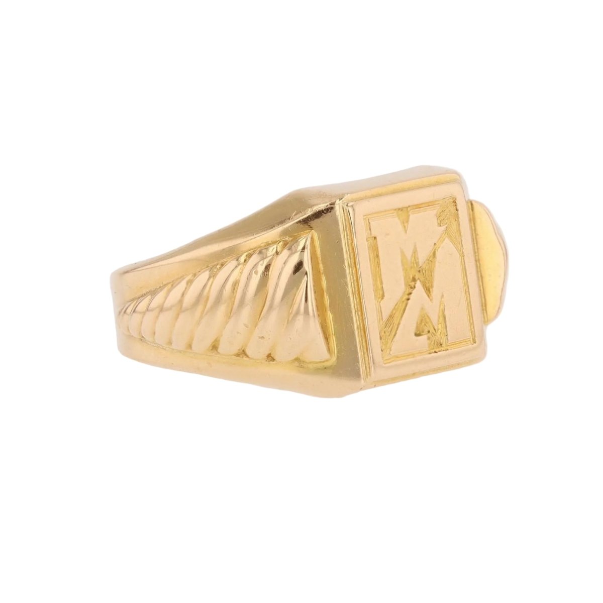Initial signet ring rose gold