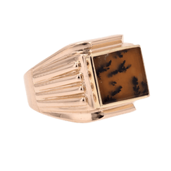 Bague Chevalière en or rose et agate - Castafiore