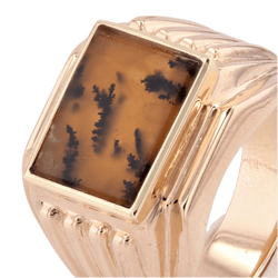 Bague Chevalière en or rose et agate - Castafiore