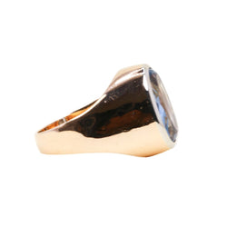 Bague Chevalière en or rose et aigue-marine - Castafiore