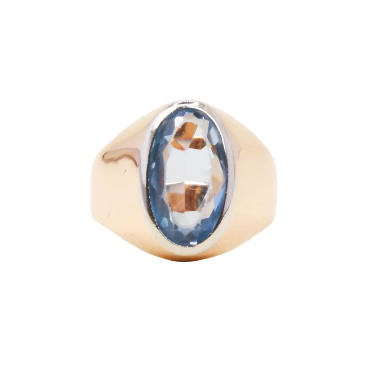 Bague Chevalière en or rose et aigue-marine - Castafiore
