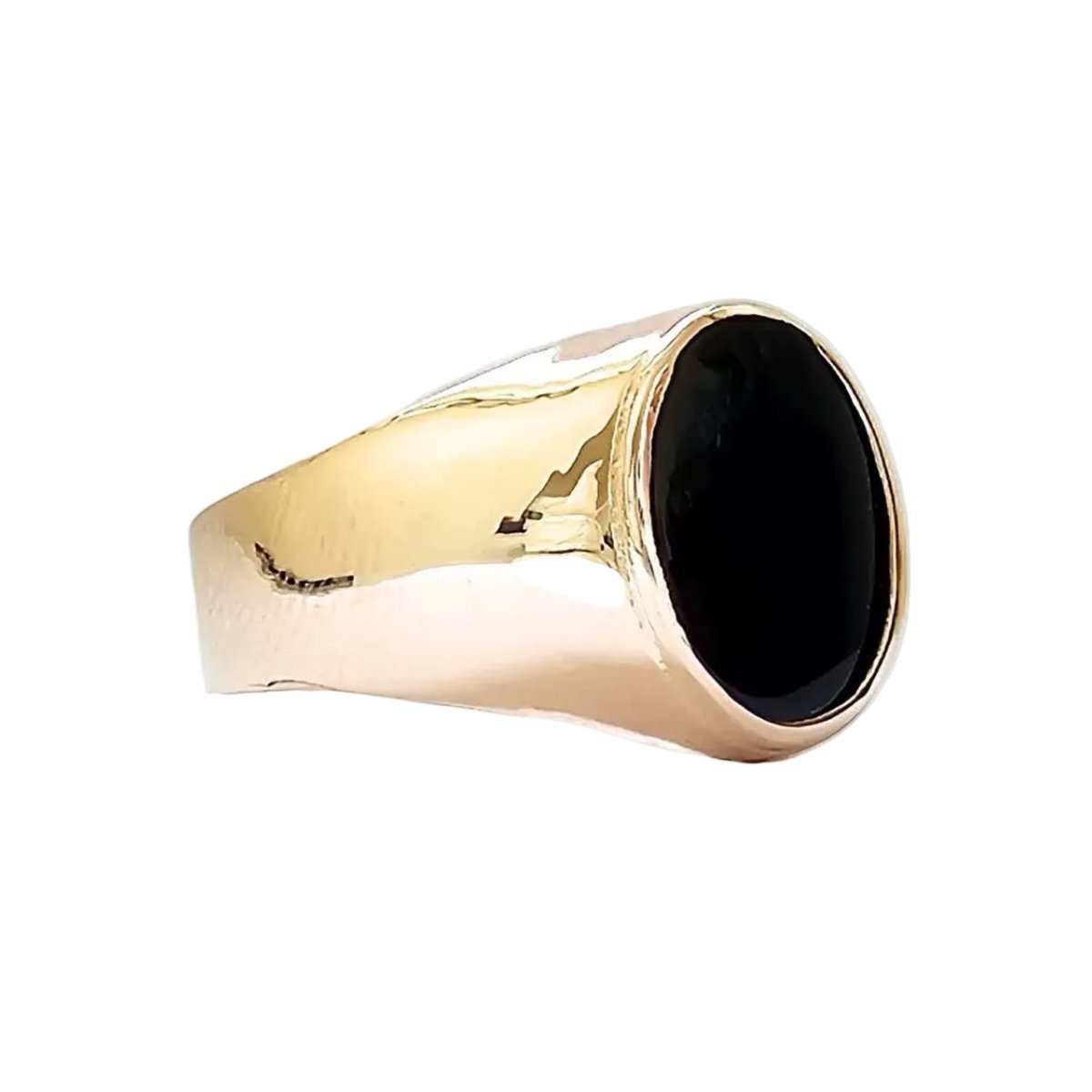 Bague Chevalière en or rose et onyx - Castafiore
