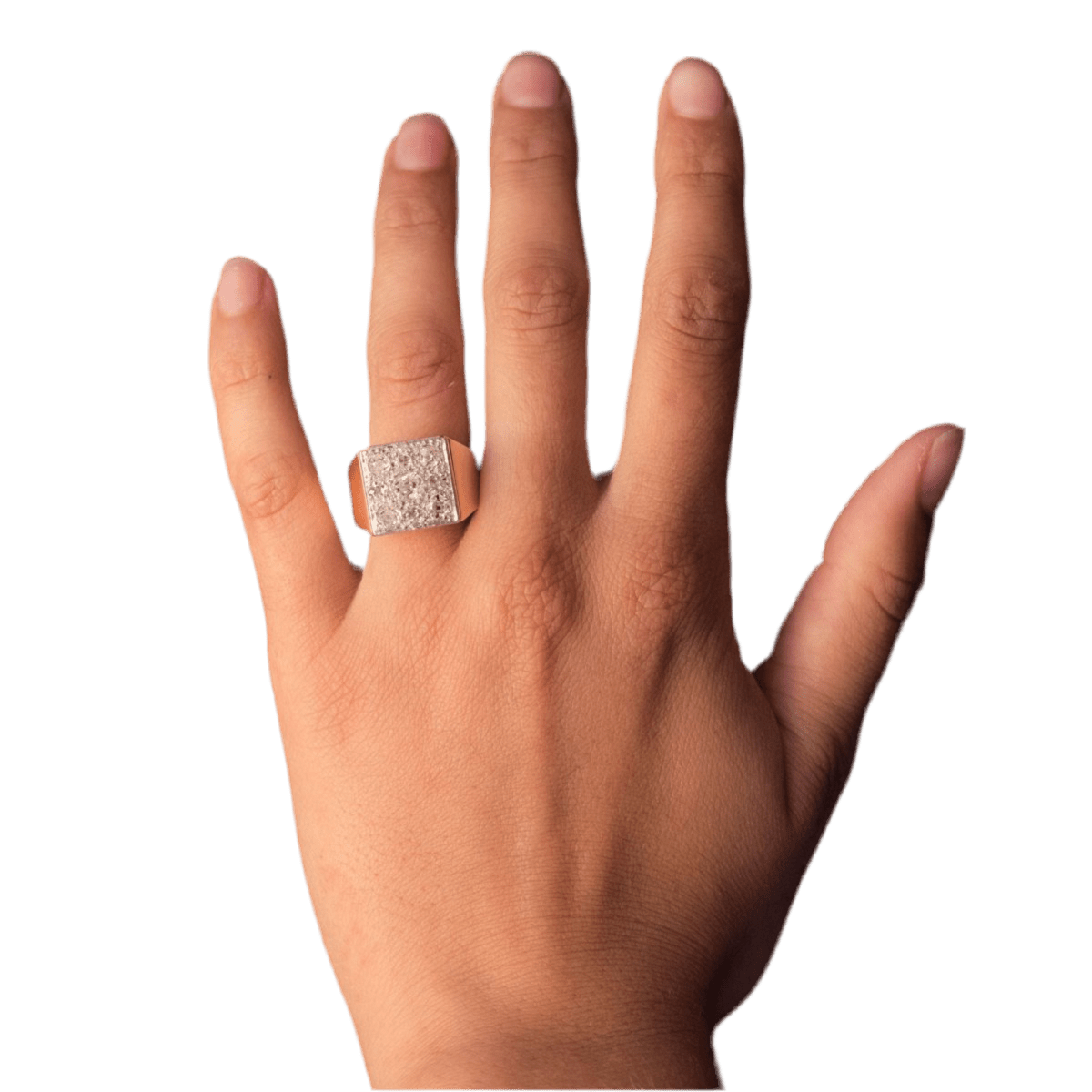 Bague Chevalière en or rose, platine et diamants - Castafiore