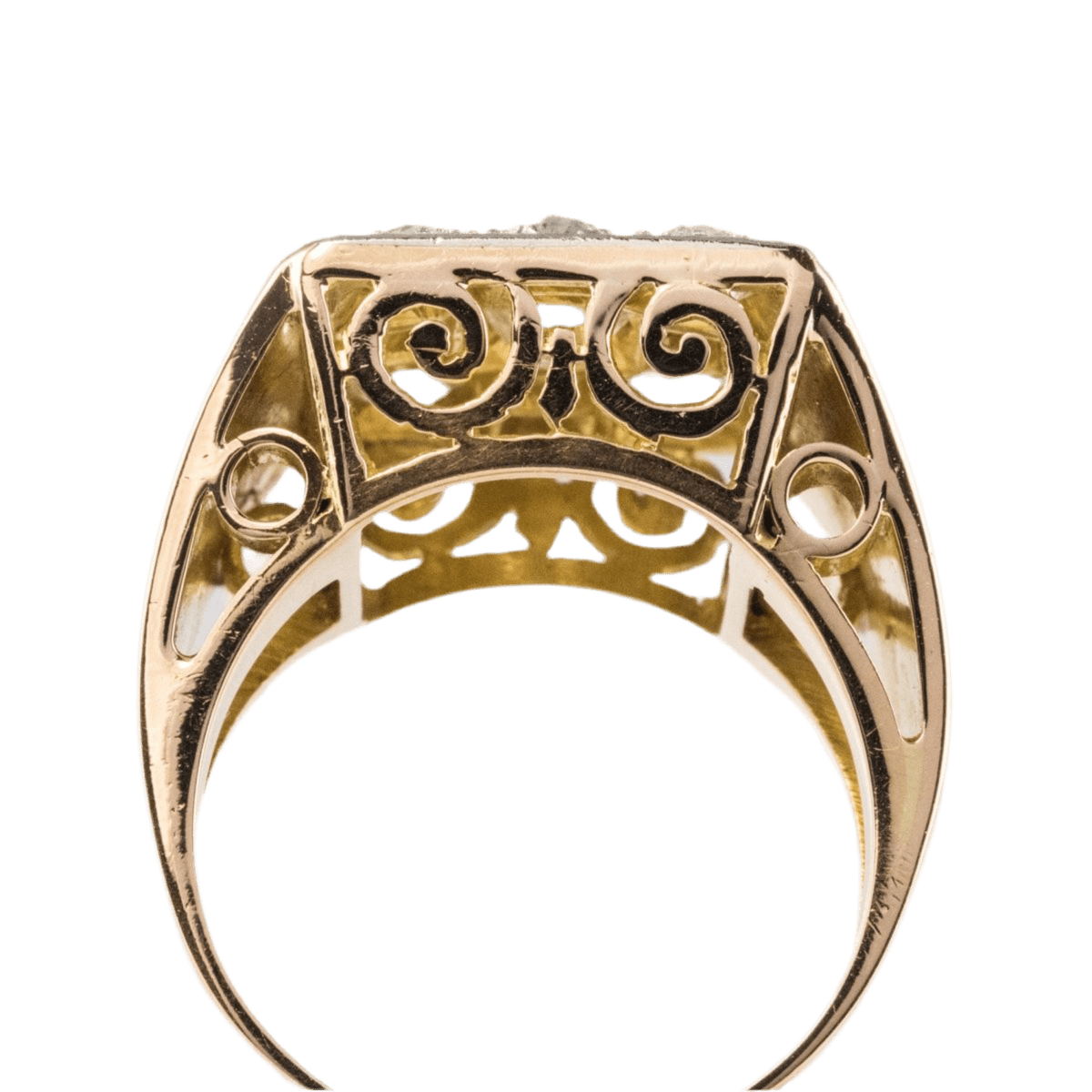 Bague Chevalière en or rose, platine et diamants - Castafiore