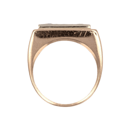 Bague Chevalière en or rose, saphirs et diamant - Castafiore