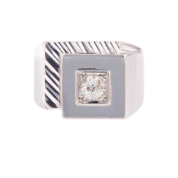 Bague Chevalière en platine et diamant - Castafiore