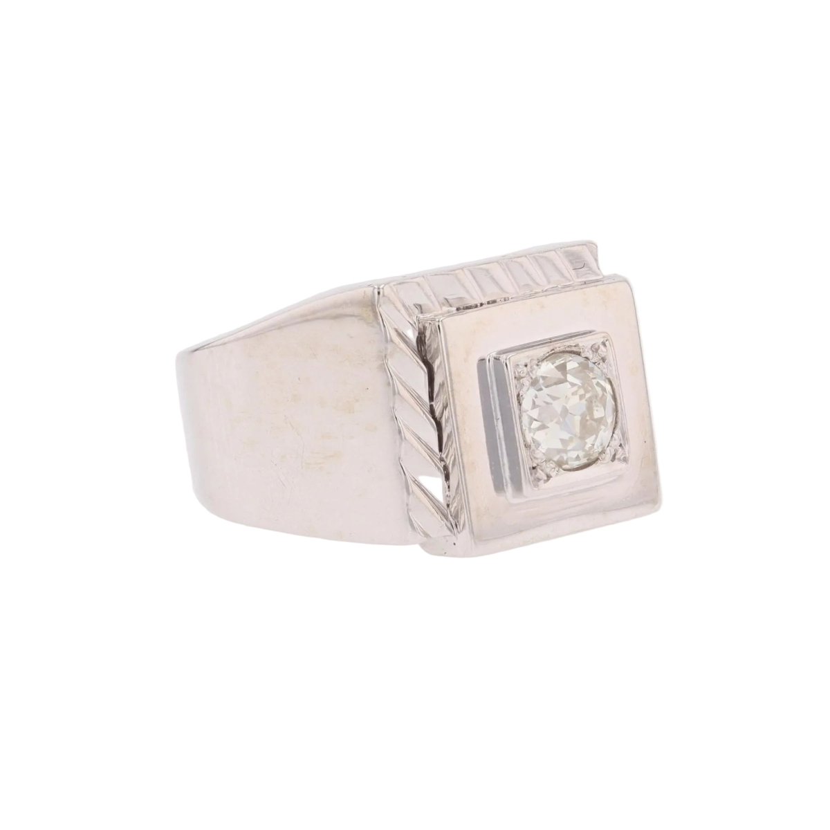 Bague Chevalière en platine et diamant - Castafiore
