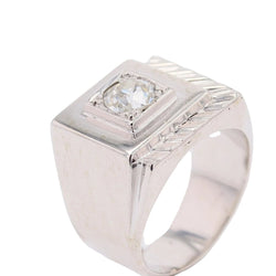 Bague Chevalière en platine et diamant - Castafiore