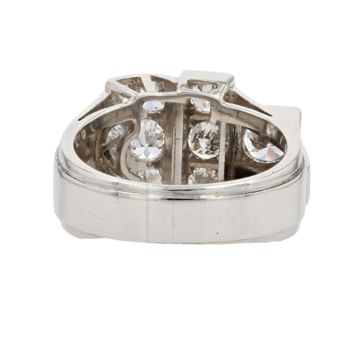 Bague Chevalière en platine et diamants - Castafiore