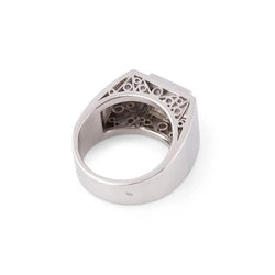 Bague Chevalière en platine et diamants