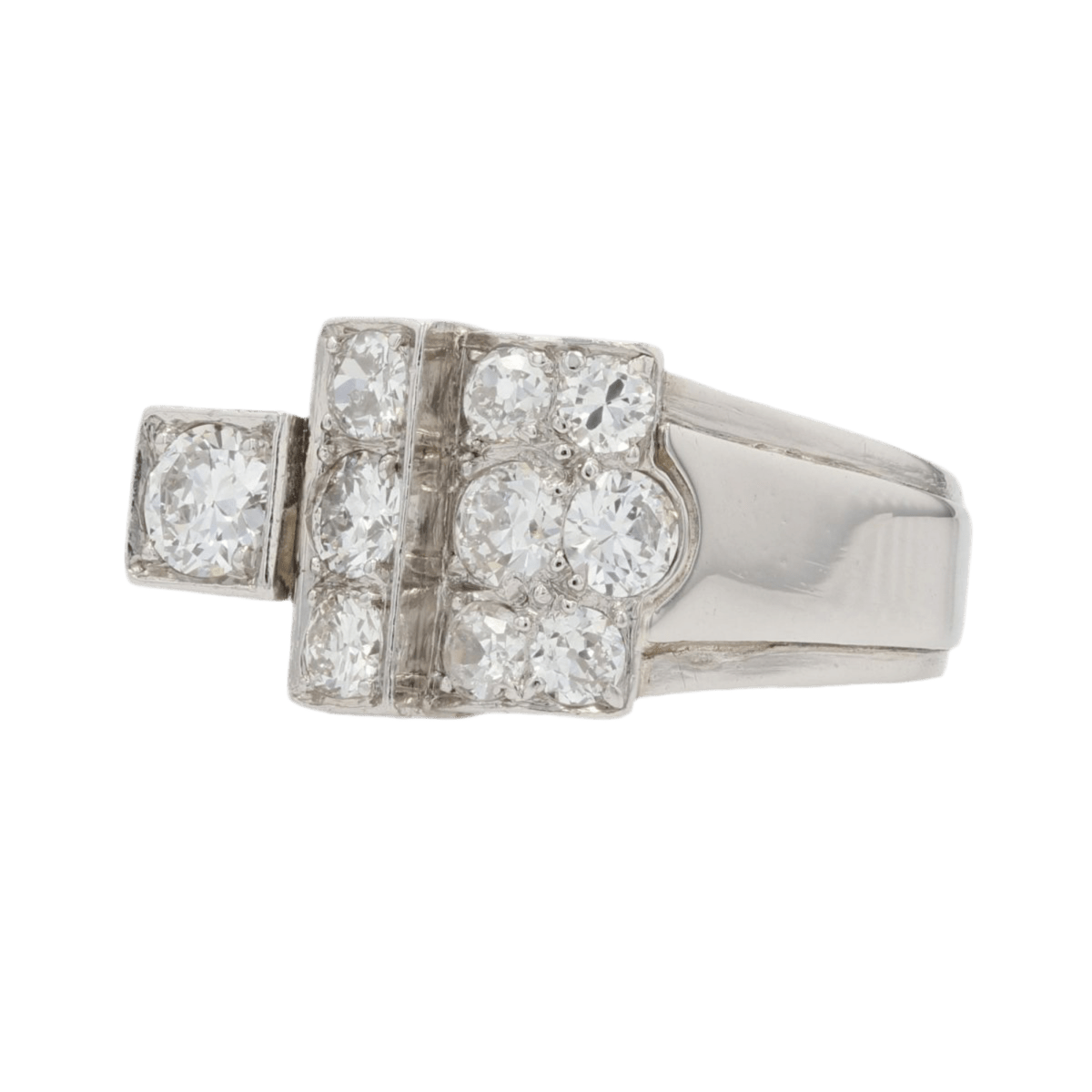 Bague Chevalière en platine et diamants - Castafiore