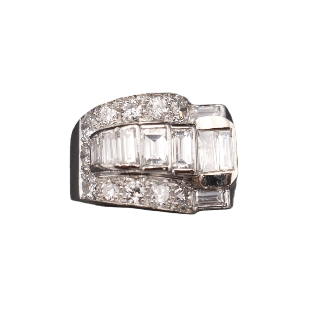 Bague Chevalière en platine et diamants - Castafiore