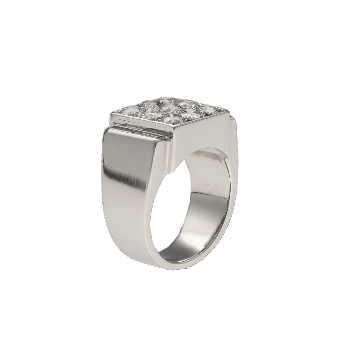 Bague Chevalière en platine et diamants - Castafiore